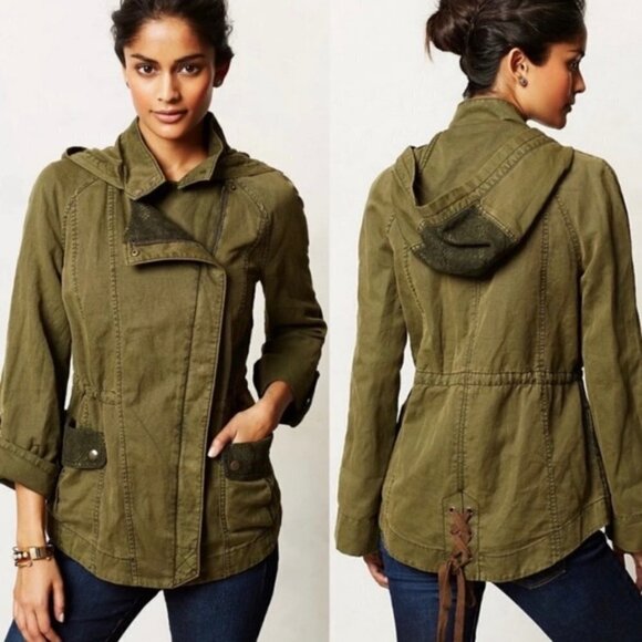 Anthropologie HEI HEI Green Hooded Anorak Utility Jacket Size XS - Picture 15 of 15
